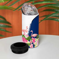 Turks and Caicos Islands 4 in 1 Can Cooler Tumbler with Flamingos Floral Pattern and National Crest Design - Wonder Print Shop