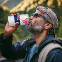 Turks and Caicos Islands 4 in 1 Can Cooler Tumbler with Flamingos Floral Pattern and National Crest Design - Wonder Print Shop