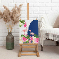 Turks and Caicos Islands Canvas Wall Art with Flamingos Floral Pattern and National Crest Design - Wonder Print Shop