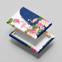 Turks and Caicos Islands Canvas Wall Art with Flamingos Floral Pattern and National Crest Design - Wonder Print Shop