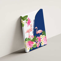 Turks and Caicos Islands Canvas Wall Art with Flamingos Floral Pattern and National Crest Design - Wonder Print Shop