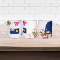 Turks and Caicos Islands Ceramic Mug with Flamingos Floral Pattern and National Crest Design - Wonder Print Shop