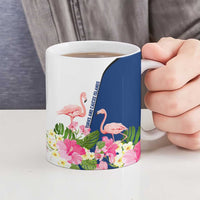 Turks and Caicos Islands Ceramic Mug with Flamingos Floral Pattern and National Crest Design - Wonder Print Shop