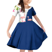 Turks and Caicos Islands Family Matching Off Shoulder Short Dress and Hawaiian Shirt with Flamingos Floral Pattern and National Crest Design - Wonder Print Shop