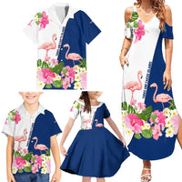 Turks and Caicos Islands Family Matching Summer Maxi Dress and Hawaiian Shirt with Flamingos Floral Pattern and National Crest Design - Wonder Print Shop