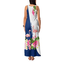 Turks and Caicos Islands Family Matching Tank Maxi Dress and Hawaiian Shirt with Flamingos Floral Pattern and National Crest Design - Wonder Print Shop