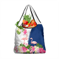 Turks and Caicos Islands Grocery Bag with Flamingos Floral Pattern and National Crest Design - Wonder Print Shop