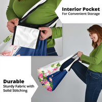 Turks and Caicos Islands Grocery Bag with Flamingos Floral Pattern and National Crest Design - Wonder Print Shop