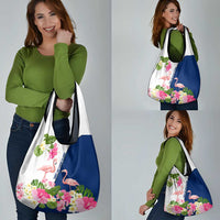 Turks and Caicos Islands Grocery Bag with Flamingos Floral Pattern and National Crest Design - Wonder Print Shop