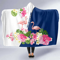 Turks and Caicos Islands Hooded Blanket with Flamingos Floral Pattern and National Crest Design - Wonder Print Shop