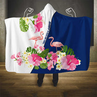 Turks and Caicos Islands Hooded Blanket with Flamingos Floral Pattern and National Crest Design - Wonder Print Shop