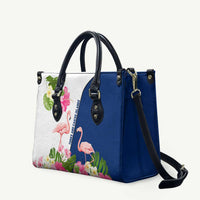 Turks and Caicos Islands Leather Bag with Flamingos Floral Pattern and National Crest Design - Wonder Print Shop