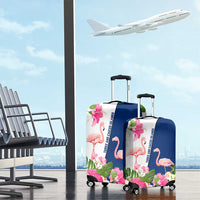 Turks and Caicos Islands Luggage Cover with Flamingos Floral Pattern and National Crest Design - Wonder Print Shop
