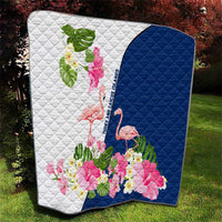 Turks and Caicos Islands Quilt with Flamingos Floral Pattern and National Crest Design - Wonder Print Shop