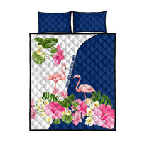 Turks and Caicos Islands Quilt Bed Set with Flamingos Floral Pattern and National Crest Design - Wonder Print Shop