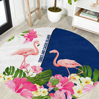 Turks and Caicos Islands Round Carpet with Flamingos Floral Pattern and National Crest Design - Wonder Print Shop