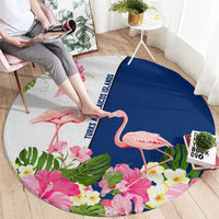 Turks and Caicos Islands Round Carpet with Flamingos Floral Pattern and National Crest Design - Wonder Print Shop