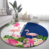 Turks and Caicos Islands Round Carpet with Flamingos Floral Pattern and National Crest Design - Wonder Print Shop