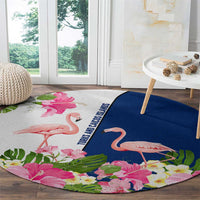 Turks and Caicos Islands Round Carpet with Flamingos Floral Pattern and National Crest Design - Wonder Print Shop