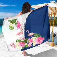 Turks and Caicos Islands Sarong with Flamingos Floral Pattern and National Crest Design - Wonder Print Shop