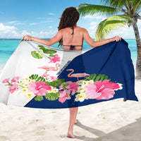 Turks and Caicos Islands Sarong with Flamingos Floral Pattern and National Crest Design - Wonder Print Shop