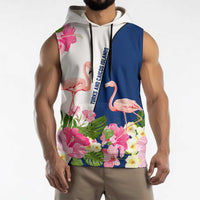 Turks and Caicos Islands Sleeveless Hoodie with Flamingos Floral Pattern and National Crest Design - Wonder Print Shop