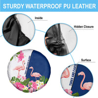 Turks and Caicos Islands Spare Tire Cover with Flamingos Floral Pattern and National Crest Design - Wonder Print Shop