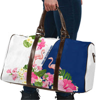 Turks and Caicos Islands Travel Bag with Flamingos Floral Pattern and National Crest Design - Wonder Print Shop
