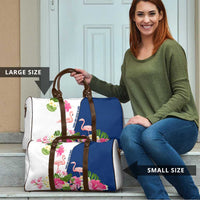 Turks and Caicos Islands Travel Bag with Flamingos Floral Pattern and National Crest Design - Wonder Print Shop