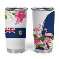 Turks and Caicos Islands Tumbler Cup with Flamingos Floral Pattern and National Crest Design - Wonder Print Shop