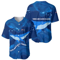 Turks and Caicos Islands Baseball Jersey with Blue Ocean Whale and Coral Reef Design - Wonder Print Shop