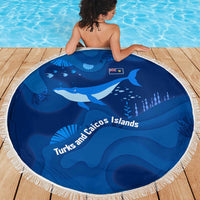 Turks and Caicos Islands Beach Blanket with Blue Ocean Whale and Coral Reef Design - Wonder Print Shop
