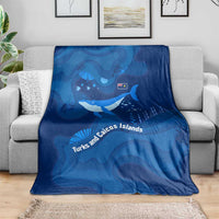 Turks and Caicos Islands Blanket with Blue Ocean Whale and Coral Reef Design - Wonder Print Shop
