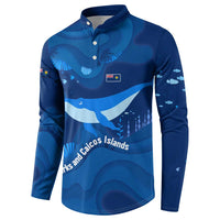Turks and Caicos Islands Button Sweatshirt with Blue Ocean Whale and Coral Reef Design - Wonder Print Shop