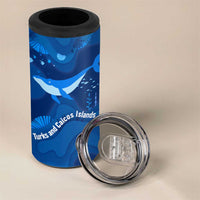 Turks and Caicos Islands 4 in 1 Can Cooler Tumbler with Blue Ocean Whale and Coral Reef Design - Wonder Print Shop