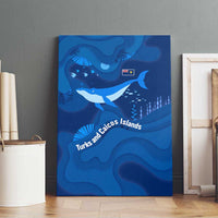 Turks and Caicos Islands Canvas Wall Art with Blue Ocean Whale and Coral Reef Design - Wonder Print Shop