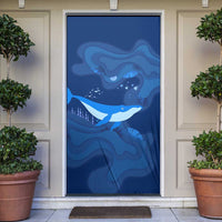 Turks and Caicos Islands Door Cover with Blue Ocean Whale and Coral Reef Design - Wonder Print Shop