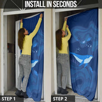 Turks and Caicos Islands Door Cover with Blue Ocean Whale and Coral Reef Design - Wonder Print Shop