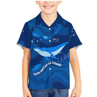 Turks and Caicos Islands Family Matching Mermaid Dress and Hawaiian Shirt with Blue Ocean Whale and Coral Reef Design - Wonder Print Shop