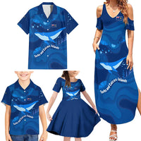Turks and Caicos Islands Family Matching Summer Maxi Dress and Hawaiian Shirt with Blue Ocean Whale and Coral Reef Design - Wonder Print Shop