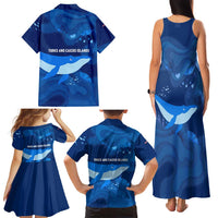 Turks and Caicos Islands Family Matching Tank Maxi Dress and Hawaiian Shirt with Blue Ocean Whale and Coral Reef Design - Wonder Print Shop