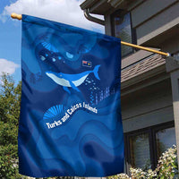 Turks and Caicos Islands Garden Flag with Blue Ocean Whale and Coral Reef Design - Wonder Print Shop