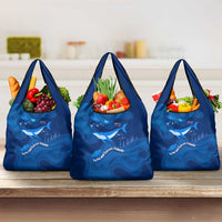 Turks and Caicos Islands Grocery Bag with Blue Ocean Whale and Coral Reef Design - Wonder Print Shop