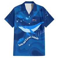 Turks and Caicos Islands Hawaiian Shirt with Blue Ocean Whale and Coral Reef Design - Wonder Print Shop