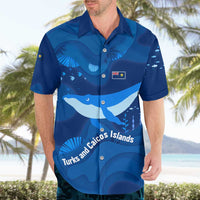 Turks and Caicos Islands Hawaiian Shirt with Blue Ocean Whale and Coral Reef Design - Wonder Print Shop