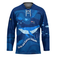 Turks and Caicos Islands Hockey Jersey with Blue Ocean Whale and Coral Reef Design - Wonder Print Shop