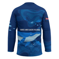 Turks and Caicos Islands Hockey Jersey with Blue Ocean Whale and Coral Reef Design - Wonder Print Shop