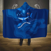 Turks and Caicos Islands Hooded Blanket with Blue Ocean Whale and Coral Reef Design - Wonder Print Shop