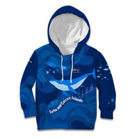 Turks and Caicos Islands Kid Hoodie with Blue Ocean Whale and Coral Reef Design - Wonder Print Shop