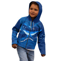 Turks and Caicos Islands Kid Hoodie with Blue Ocean Whale and Coral Reef Design - Wonder Print Shop